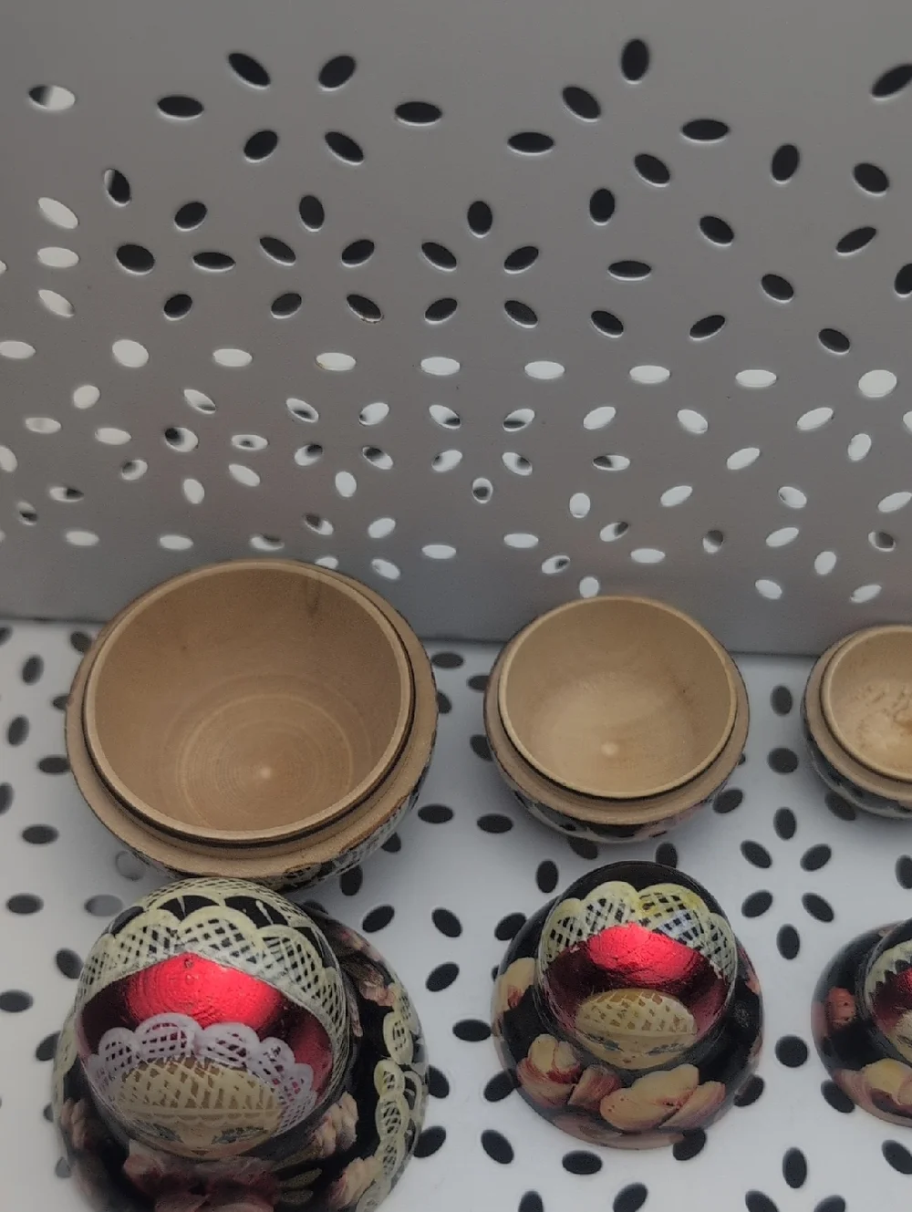 Hand-Painted Black Wooden Matryoshka Nesting Dolls